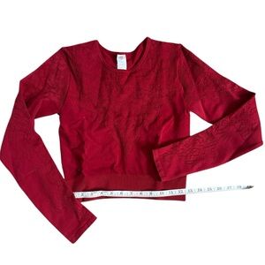 Fabletics Textured Lace Red Top